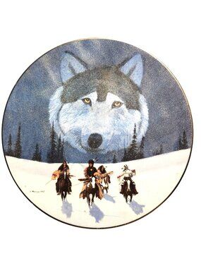 Decorative wolf Plate Bradford Exchange "The Pathfinders" Art Native American